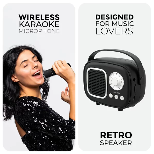 Xech- Retro Jam Karaoke Bluetooth Speaker with Mic - Image 8