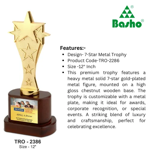 Premium 7 star Metal Trophies with Logo - Image 3