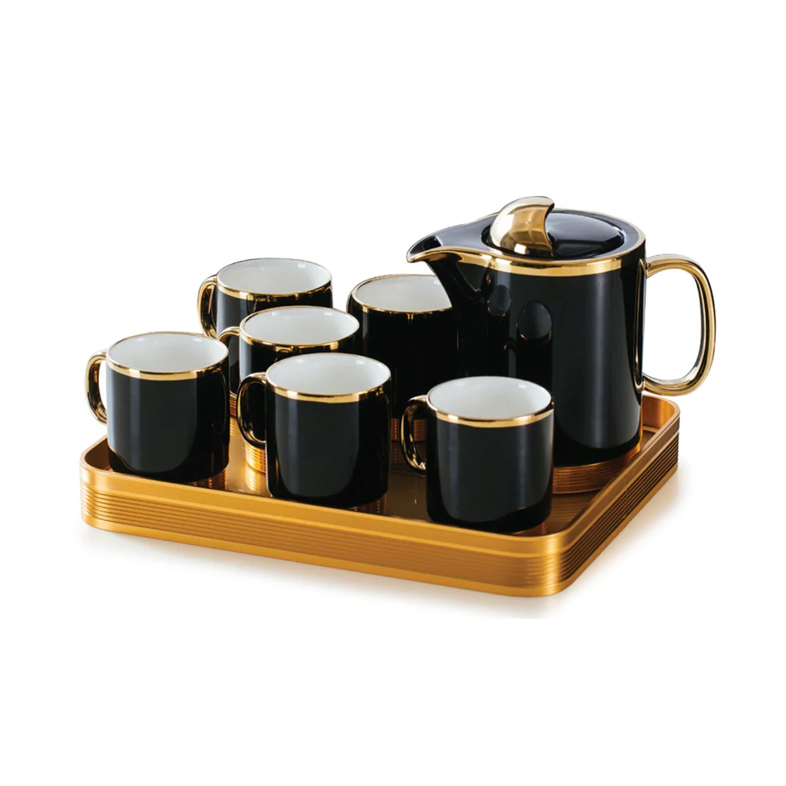 8 Pc Executive Tea Set With Tray Black