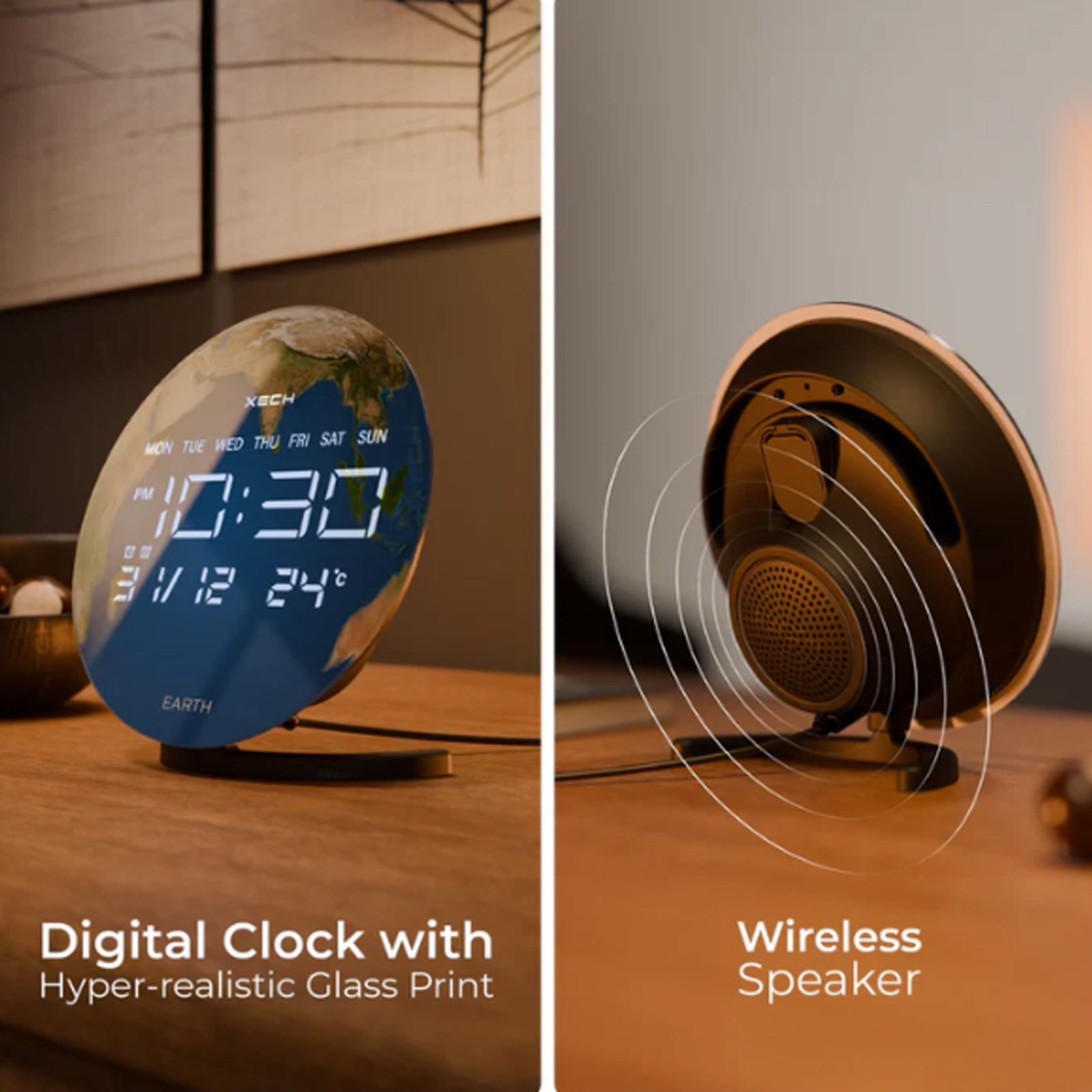 XECH Solaris X Earth Clock with Wireless Speaker - Image 2
