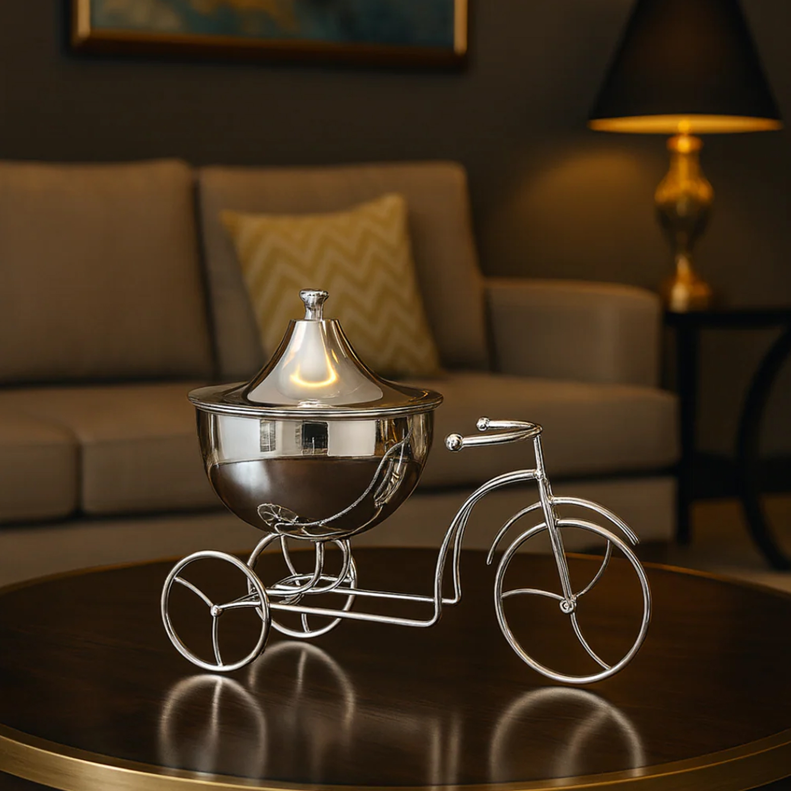 Home Décor Bicycle With Bowl Silver