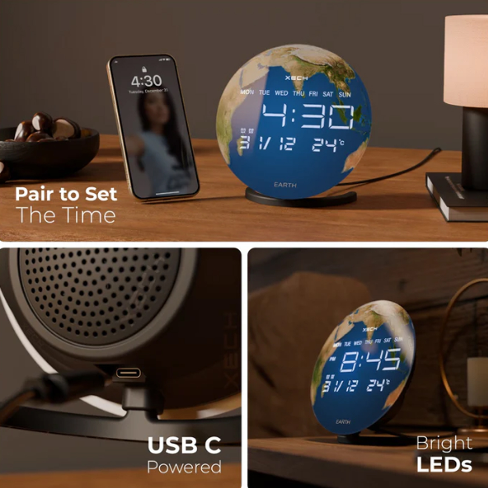 XECH Solaris X Earth Clock with Wireless Speaker - Image 3