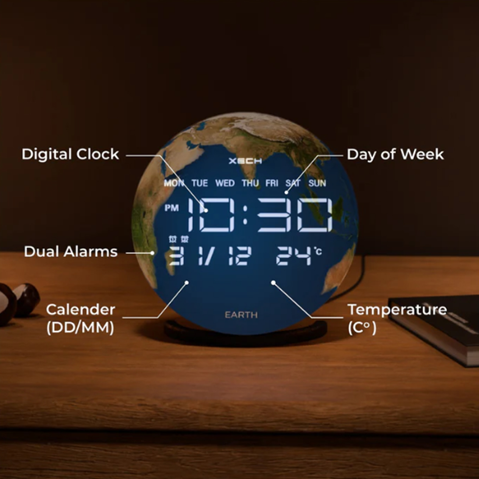 XECH Solaris X Earth Clock with Wireless Speaker - Image 4