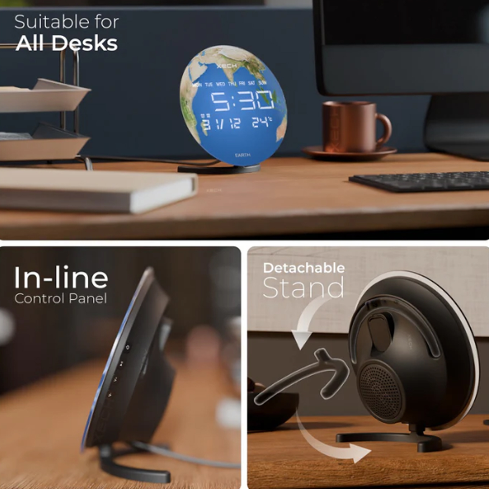 XECH Solaris X Earth Clock with Wireless Speaker - Image 6