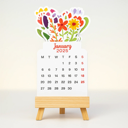 Floral Bouquet Calendar Wood