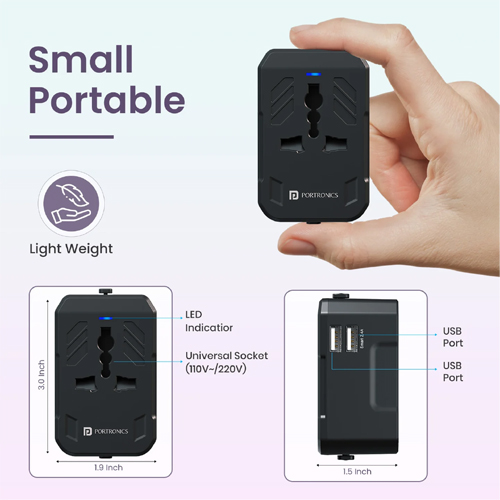 Portronics JuiceMate 2 Travel Adapter