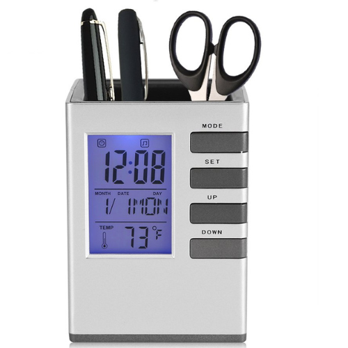 Best Desk Pen Holder with Alarm Clock – Quantum LCD Organizer