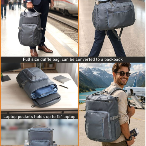 Sturdy Duffel Backpack – Convertible Weekender