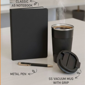 Sleek Vacuum Mug Gift Set with Notebook & Pen