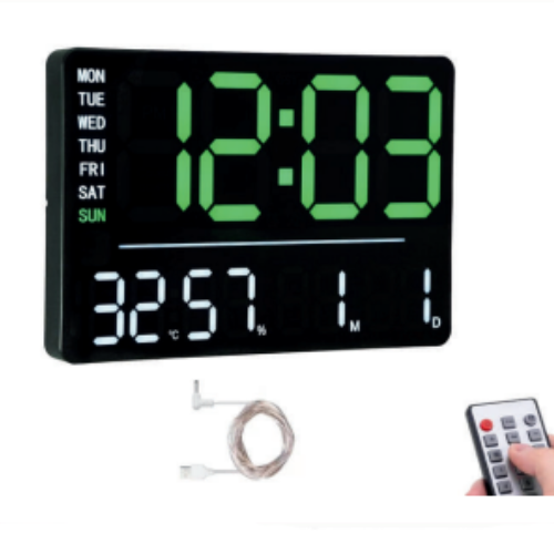 Rectangular LED Wall Clock with Remote – Spectra Digital Display Clock