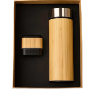 Timeless Corporate Gift Set – Bamboo Bottle & Speaker