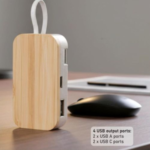 Premium Bamboo USB Hub with Phone Stand
