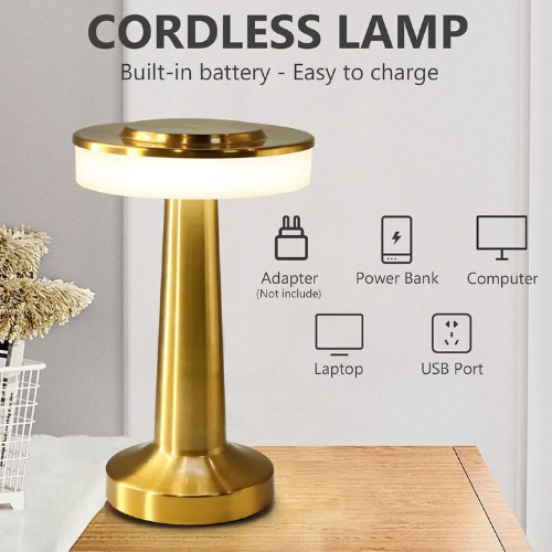 Exclusive Rechargeable Table Lamp – 3 Colour Mode Touch Metal Lamp