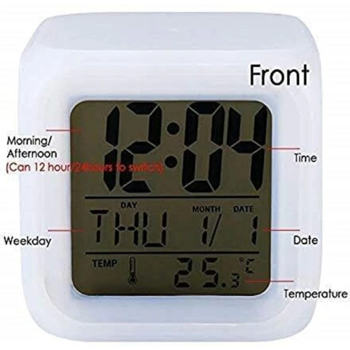Exclusive 7-Color LED Cube Alarm Clock – Pixel Compact Desk Clock