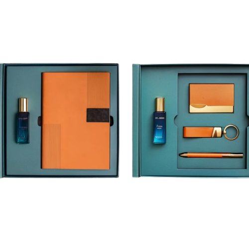 Festive Flare – 5 in 1 Gift Set (Perfume, Notebook Diary, Card Holder, Pen & Keychain)