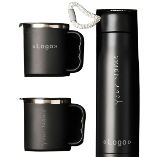 Earth Box Gift Set– 3 in 1 (1 vacuum-insulated flask + 2 double-wall mugs)