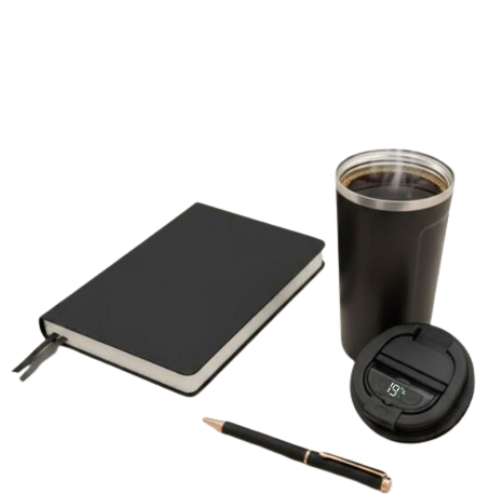 Sleek Temperature Mug Gift Set with Notebook & Pen