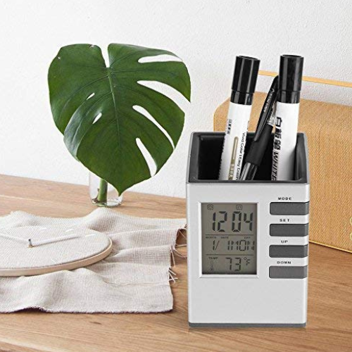 Best Desk Pen Holder with Alarm Clock – Quantum LCD Organizer