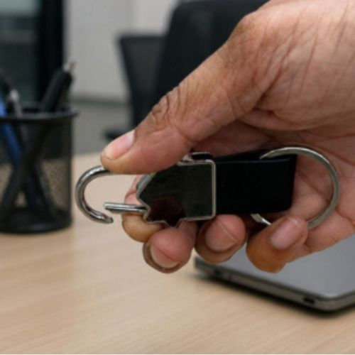 Premium Hut Shape Metal Keychain with Carabiner