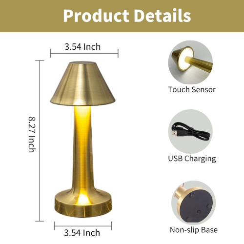 Exclusive Rechargeable Table Lamp – 3 Colour Mode Touch Metal Lamp