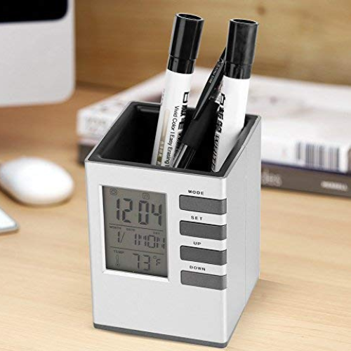 Best Desk Pen Holder with Alarm Clock – Quantum LCD Organizer