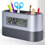 Oval Desk Organizer with LCD Clock – Cyber Nova Pen Stand