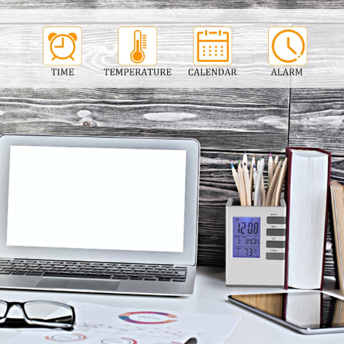 Best Desk Pen Holder with Alarm Clock – Quantum LCD Organizer