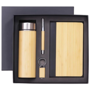 Savor – 4 in 1 Gift Set (Bamboo Bottle, Pen, Keychain & Bamboo Notebook)