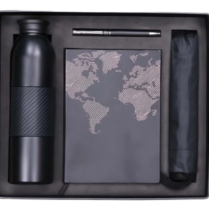 Greet Box – 4 in 1 Gift Set (Steel Bottle, Pen, World Map Notebook & Umbrella)