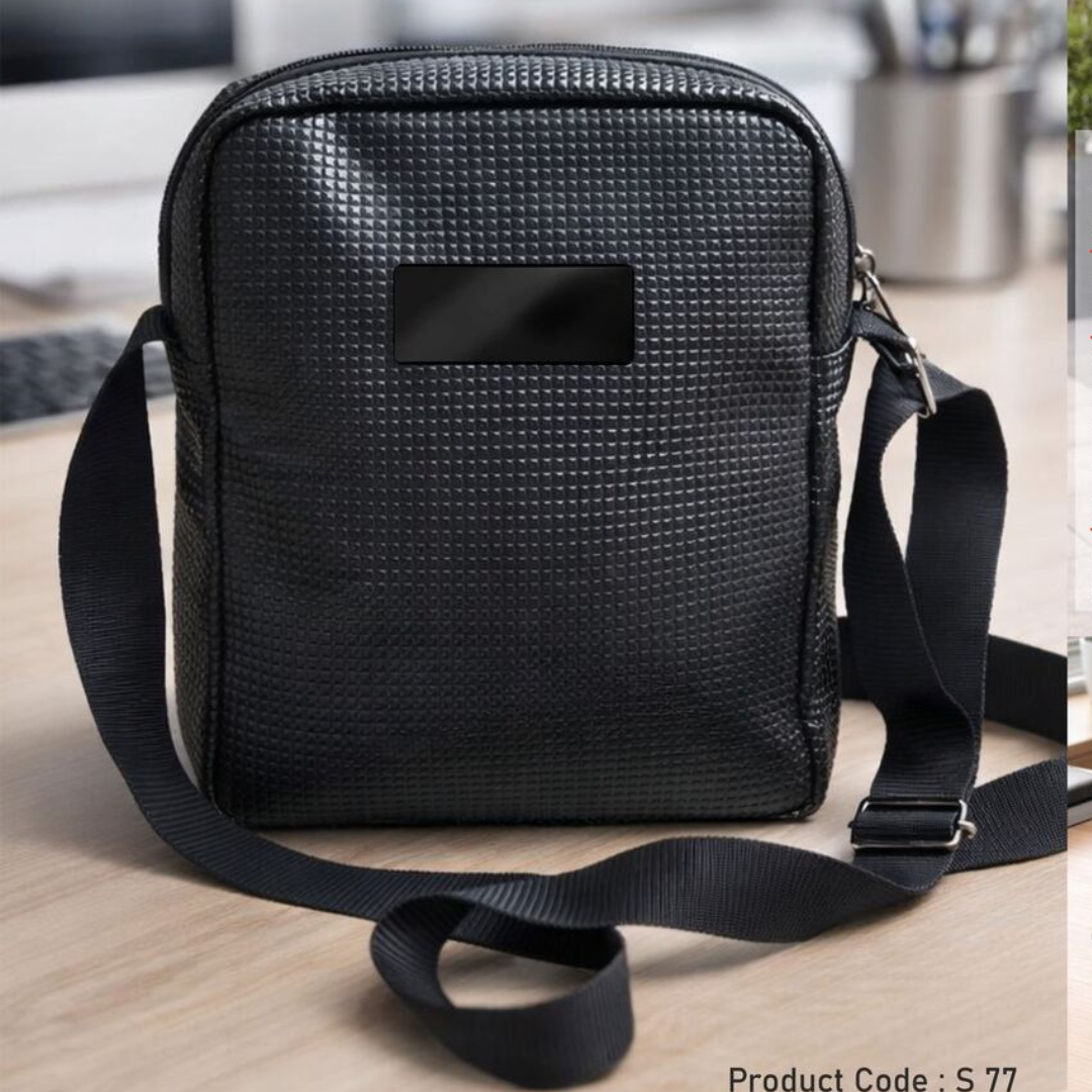 Premium Crossbody Sling Bag with Micro-Grid PU