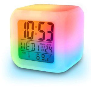 Exclusive 7-Color LED Cube Alarm Clock – Pixel Compact Desk Clock