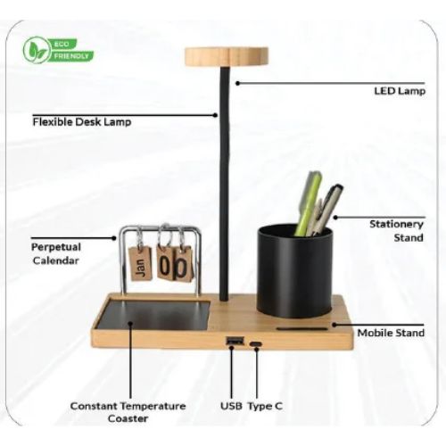 FUZO Bamboo Desk Organizer – Auburn 6-in-1 Desk Set