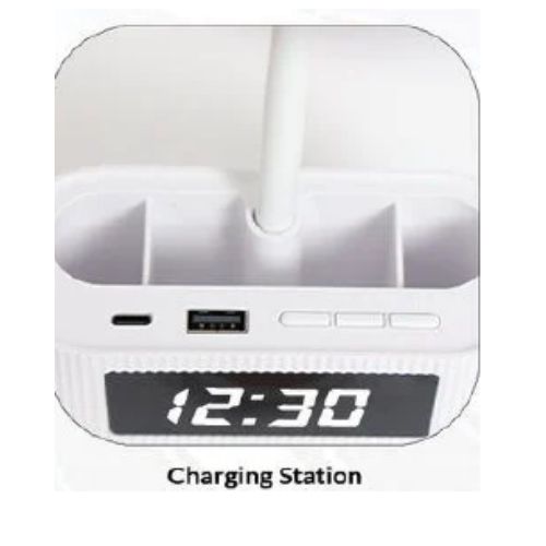 FUZO Desk Lamp with Wireless Charger –LED Pen Stand & Clock