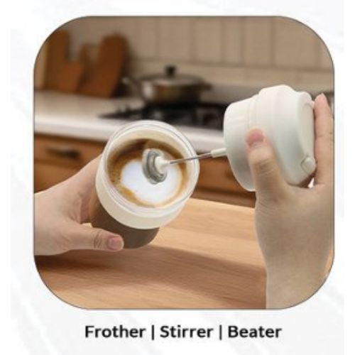 FUZO Electric Milk Frother –Rechargeable Borosilicate Bottlep