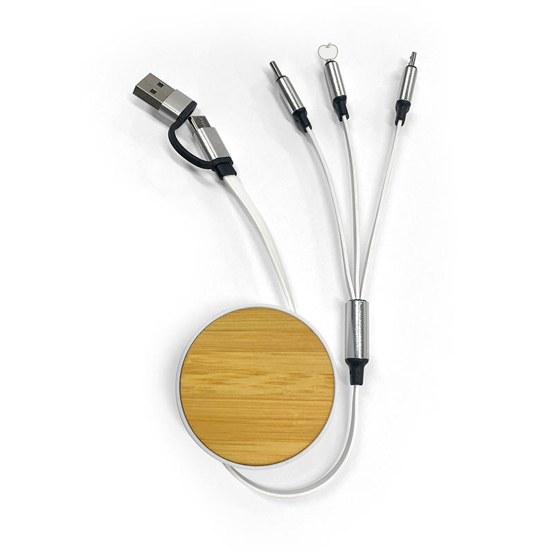 Best Retractable Charging Cable – Bamboo 3-in-1 Multi-Port Cable