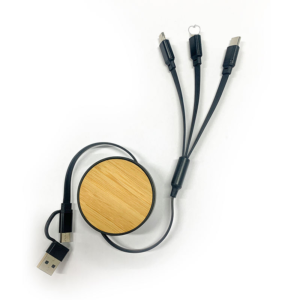 Best Retractable Charging Cable – Bamboo 3-in-1 Multi-Port Cable