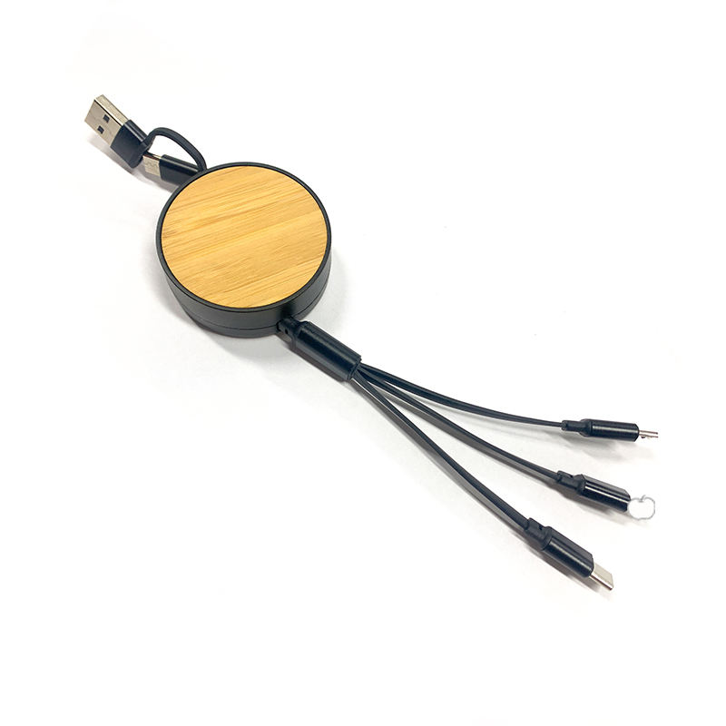 Best Retractable Charging Cable – Bamboo 3-in-1 Multi-Port Cable