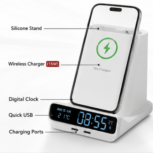 Best Wireless Charging Station with Clock – FUZO Dock Multi-Utility Stand