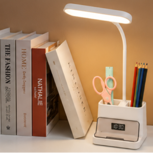 Desk Lamp with Pen Stand and Clock – FUZO Ray
