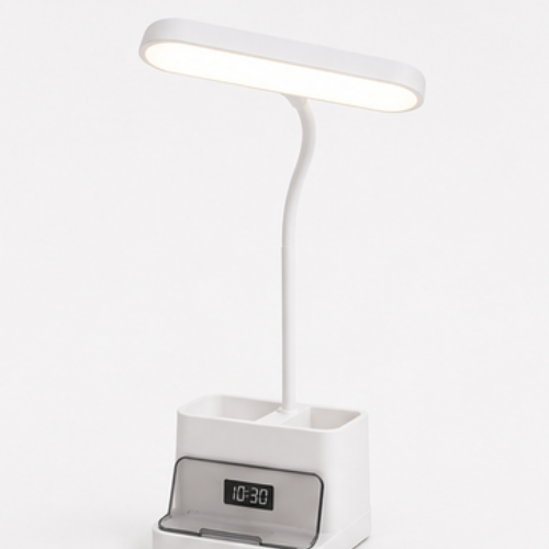 Desk Lamp with Pen Stand and Clock – FUZO Ray