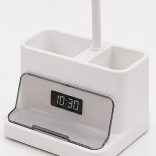 Desk Lamp with Pen Stand and Clock – FUZO Ray