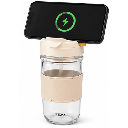 Essential Glass Mug with Sipper Lid – FUZO FlipSip 420ML