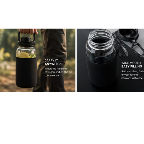 Powerplus Glass Water Bottle SportTank
