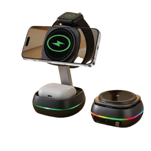 3-in-1 Magnetic Wireless Charging Station – Fast Charge for iPhone, Apple Watch & Earbuds