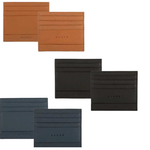 Cross Saffiano 6CC Card Holder — Black, Navy Blue & Tan
