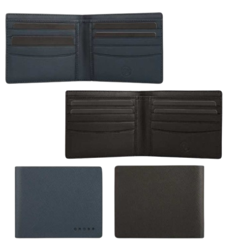 Cross Saffiano Leather Bifold Wallet - Genuine 8CC Wallet