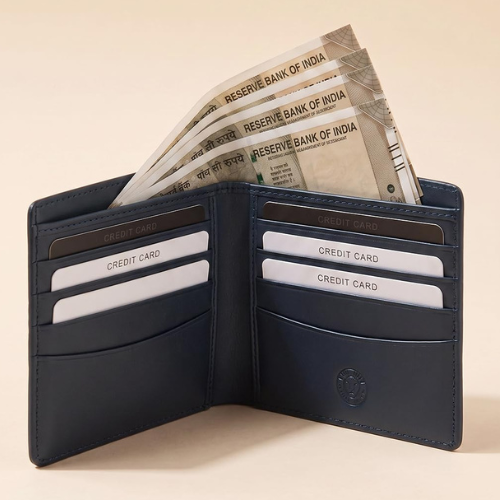 Cross Saffiano Leather 8CC Slim Bifold Wallet — Navy Blue