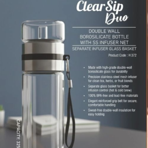 ClearSip Duo Double Wall Borosilicate Infuser Bottle