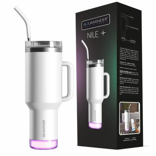 Aquaminder Nile Go+ Smart Tumbler — 800ml, Blue & White
