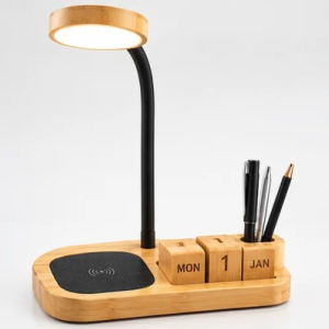 PowerGlow Glow Desk 5-in-1 Bamboo Desk Organizer